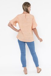 Flounce Sleeve Linen Top