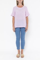 Flounce Sleeve Linen Top