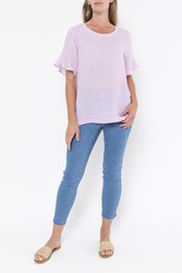 Flounce Sleeve Linen Top