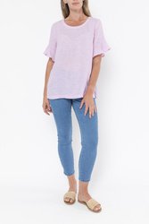 Flounce Sleeve Linen Top