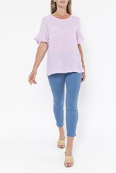 Flounce Sleeve Linen Top