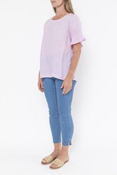 Flounce Sleeve Linen Top