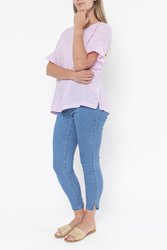 Flounce Sleeve Linen Top