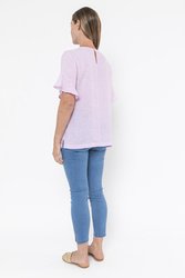 Flounce Sleeve Linen Top