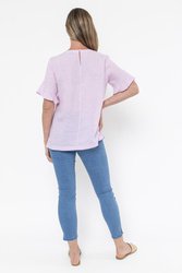 Flounce Sleeve Linen Top