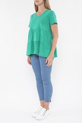 V Neck Tiered Tee
