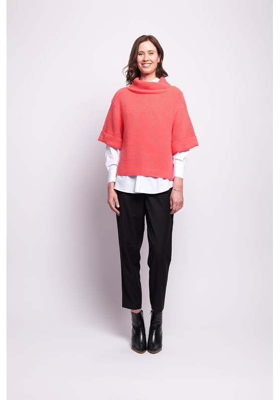 Foil Cowl Neck Rib Jumper