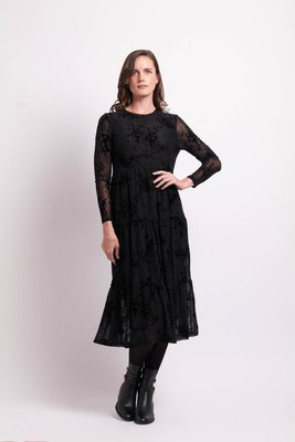 Long Slv Tiered Hem Dress