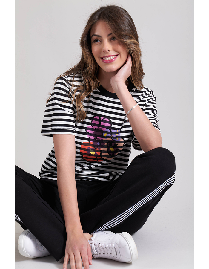 Stripes & Embroidery Women's Tee