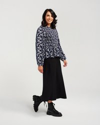 Shirred Crew Neck L/S Top