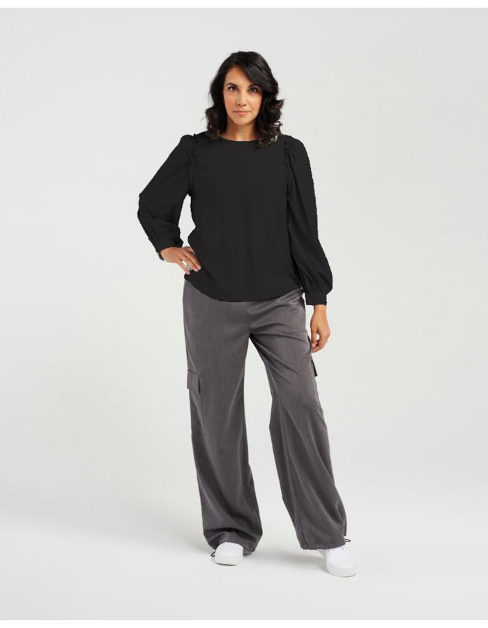 Gathered Exposed Sleeve Women's Shirt