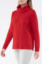 Cowl Neck Cable Pullover
