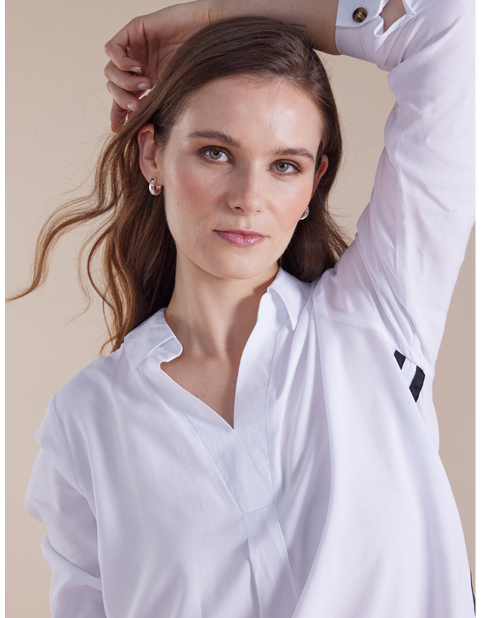 L/S Open Collar Stripe Women's Shirt