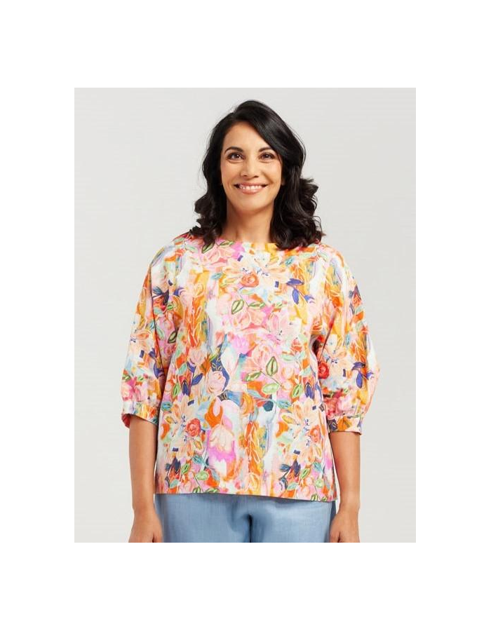 Summer Rose Half Sleeve Linen Top