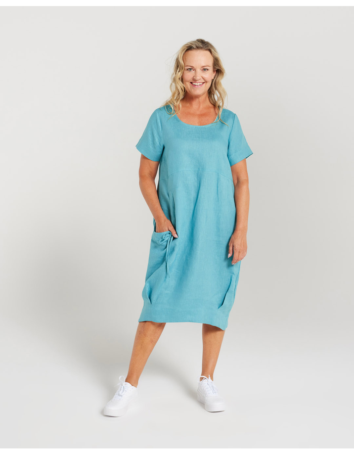 Plain Linen Bubble Hem Dress