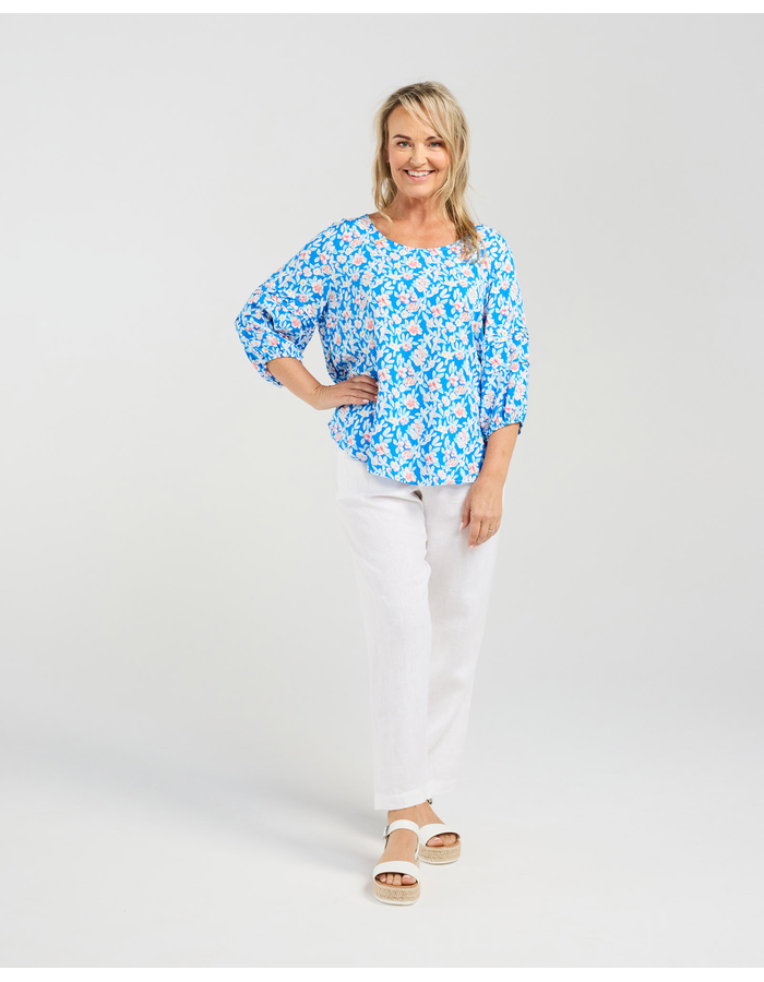 Floral Pintuck Sleeve Women's Top