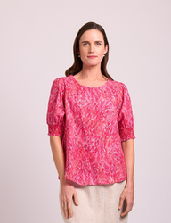 Shirred Cuff Swing Top