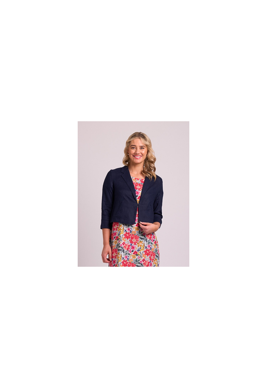 Cuff Detail Linen Blazer