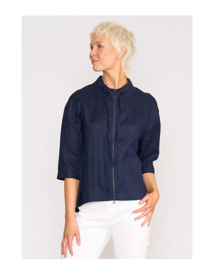 Preen Relaxed Zip Front Linen Jacket