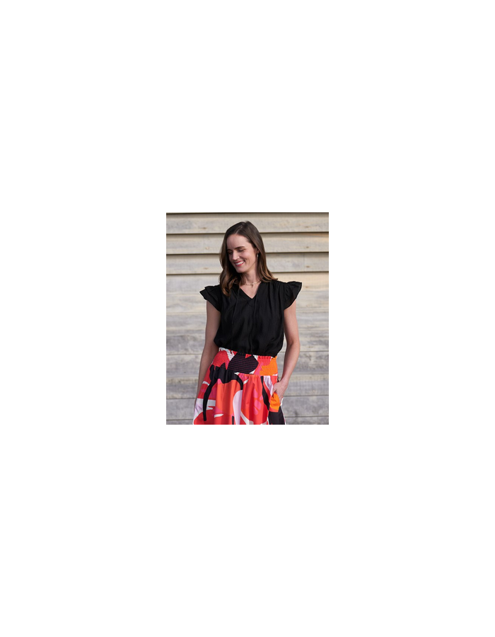 Ruffles & Shirred Yoke Women's Top