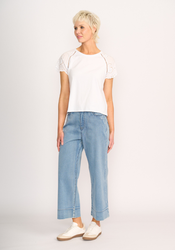 Broderie Sleeve T-Shirt