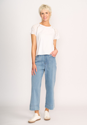 Broderie Sleeve T-Shirt