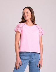 Broderie Sleeve T-Shirt