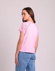 Broderie Sleeve T-Shirt