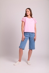 Broderie Sleeve T-Shirt