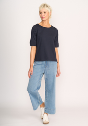 Wide Neck Elbow Slv Top