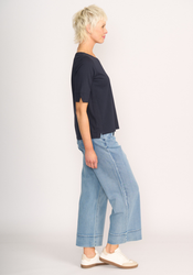 Wide Neck Elbow Slv Top