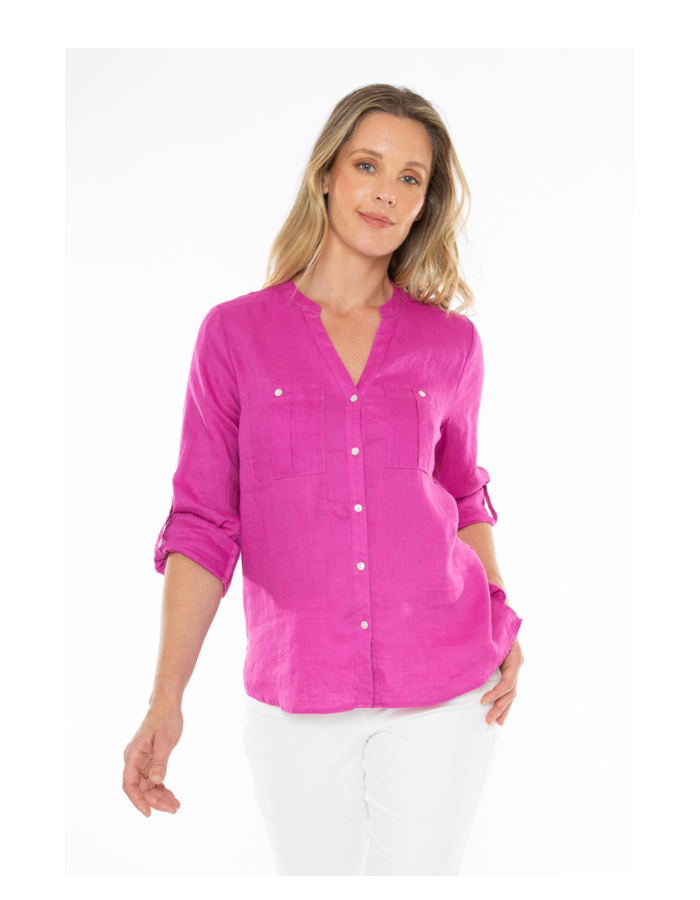 Two Pocket Women's Linen Shirt