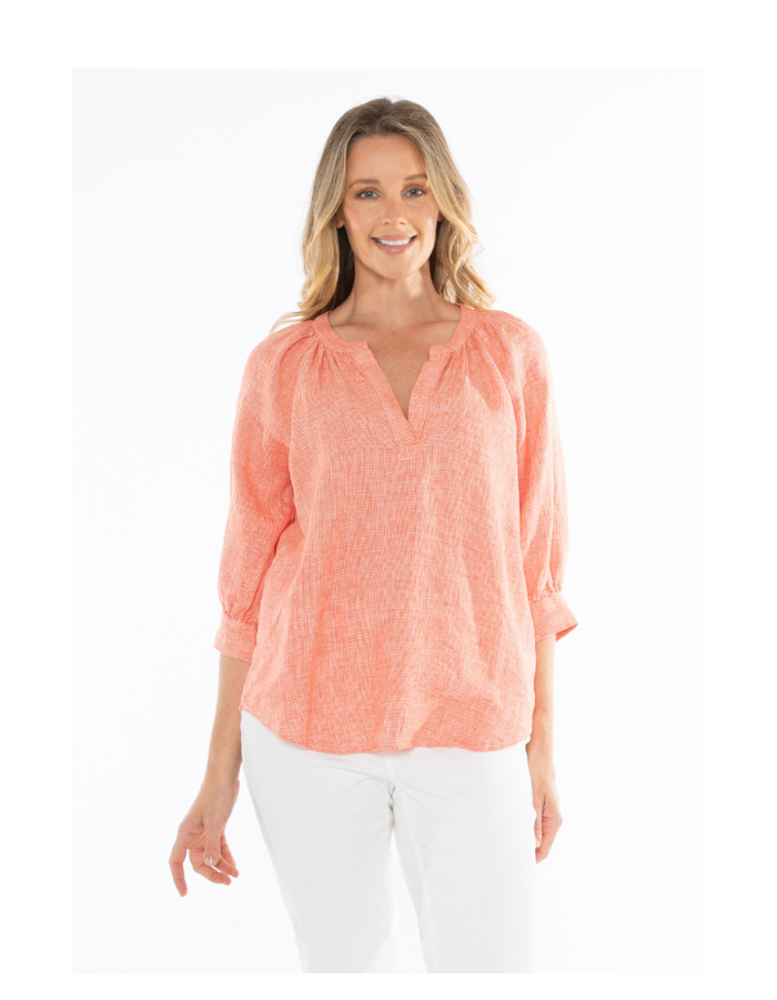 Mini Check Women's Linen Top