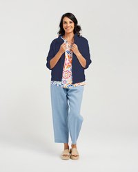 Zip Front Short Linen Jkt