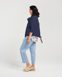 Zip Front Short Linen Jkt