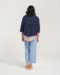 Zip Front Short Linen Jkt