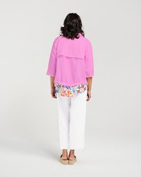 Zip Front Short Linen Jkt