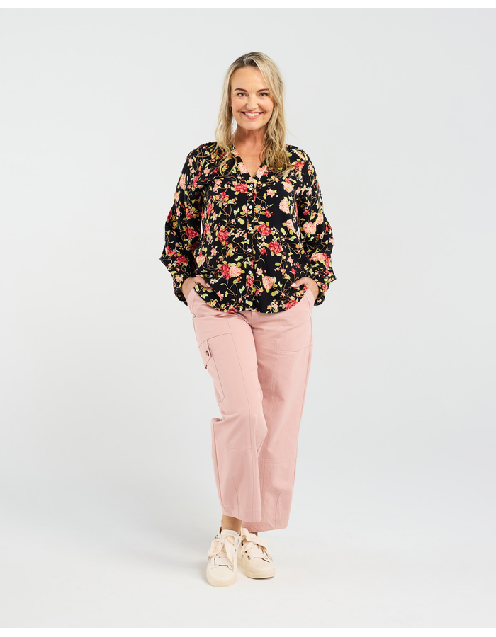 Blackstone Violet Shirred Sleeve Top
