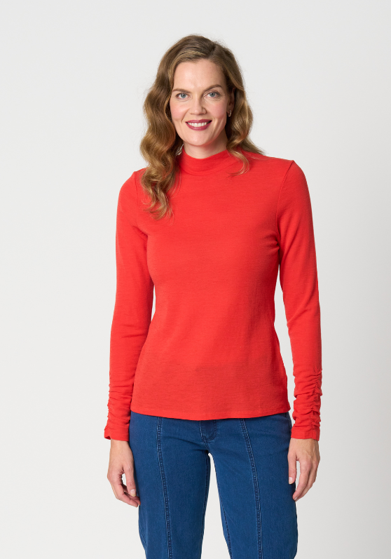 Foil Rouched Sleeve Top