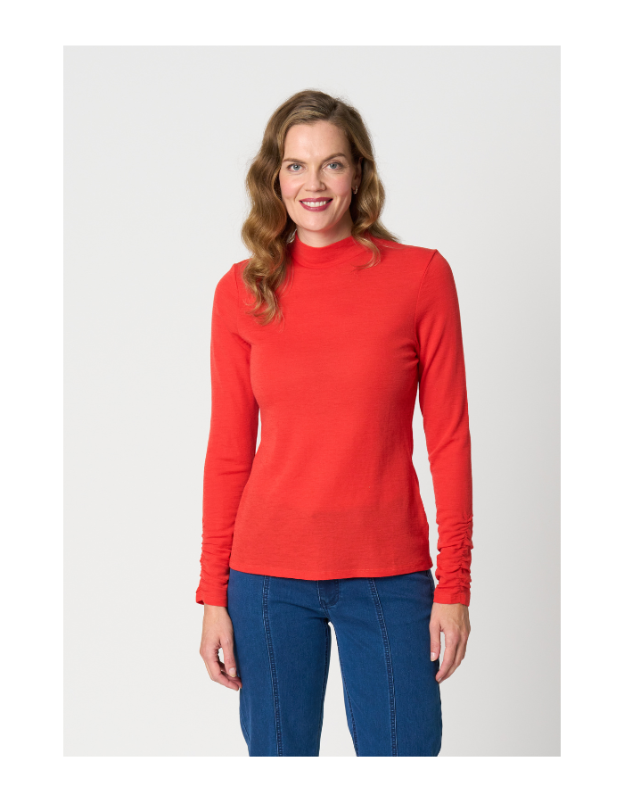 Foil Rouched Sleeve Top