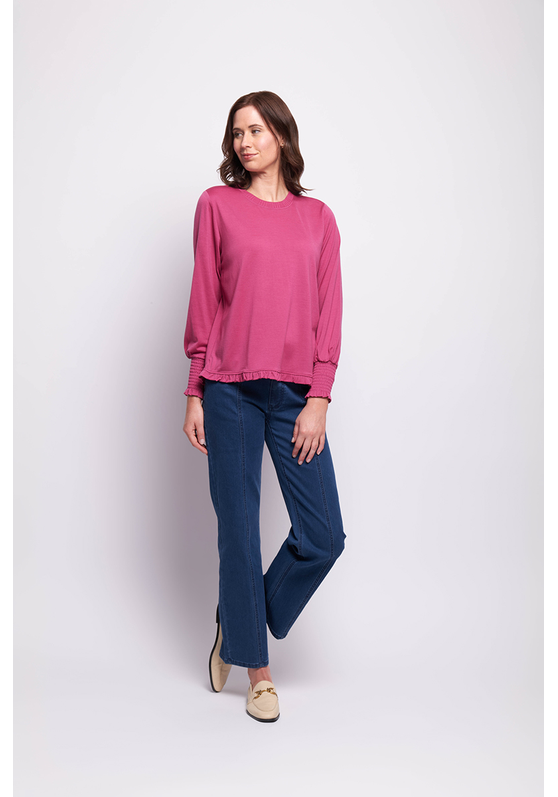 Foil Gather Back & Ruffle Jersey