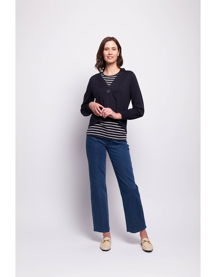 Foil Shirred Cuff Cardigan