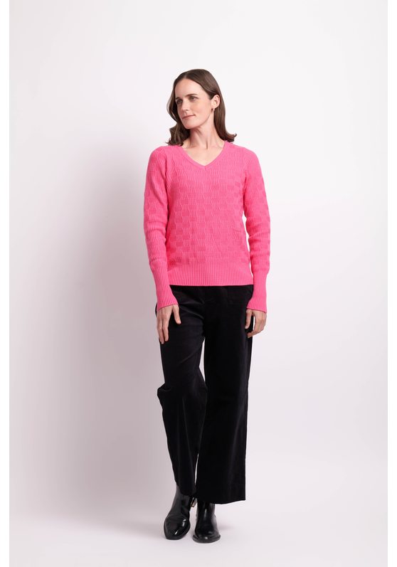 Memo Textured V Neck Sweater