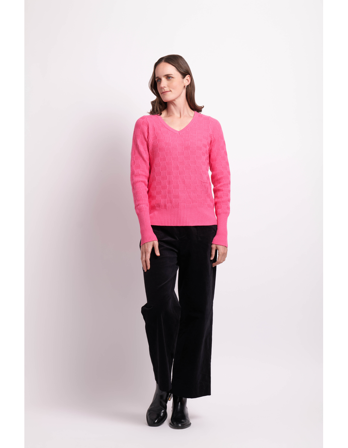 Memo Textured V Neck Sweater