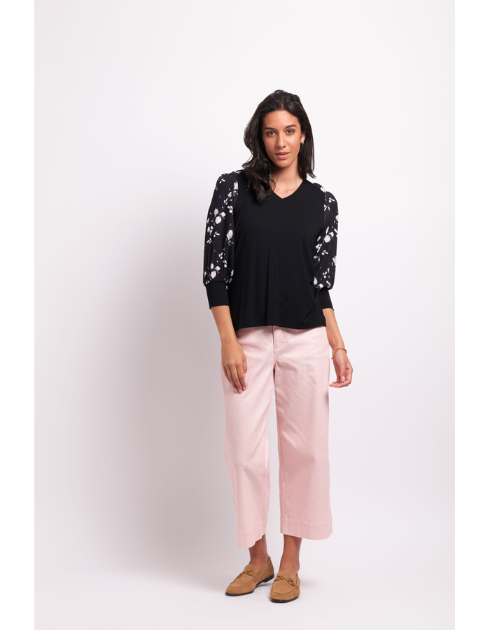 Memo Contrast Woven Shoulder Top