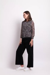 Sheer Slve Rib Detail Top