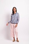 Sheer Slve Rib Detail Top