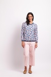 Sheer Slve Rib Detail Top
