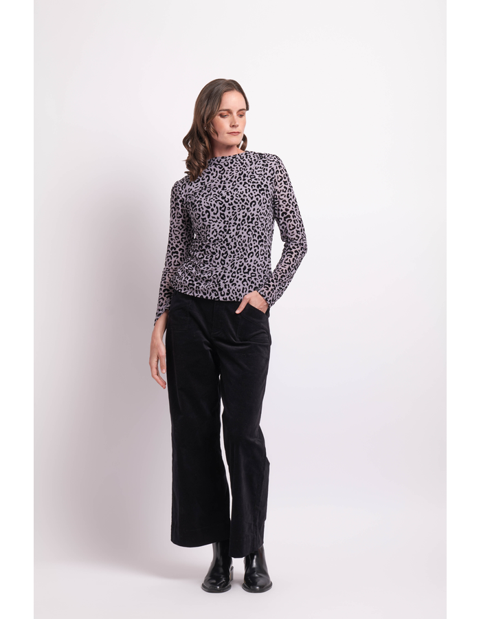 Foil Funnel Neck Gathered Top