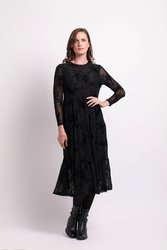 Long Slv Tiered Hem Dress